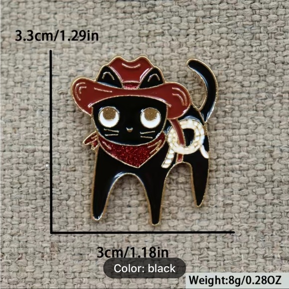 3/$15 Sparkly Western Rodeo Cowboy Cat Pin Brooch - Picture 5 of 5
